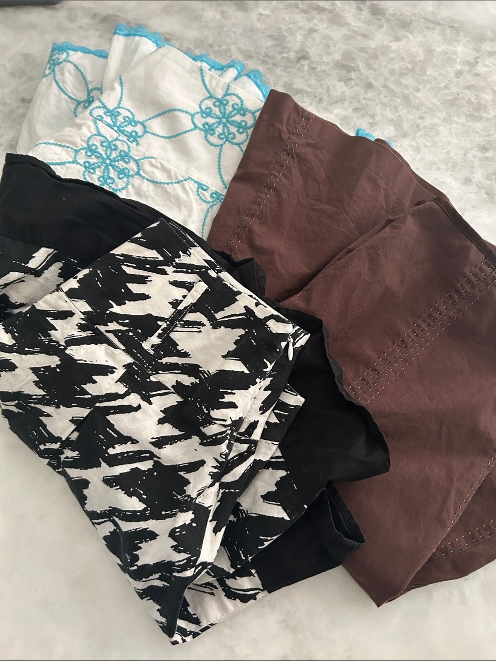 Mixed Women's Skirts - Black/White, Brown, & White/Turquoise